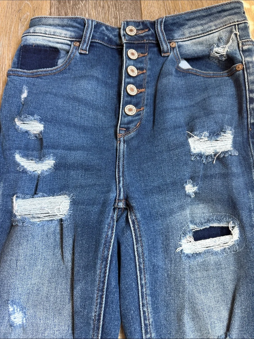KanCan Dark Blue Distressed Skinny Jeans - Picture 2 of 5